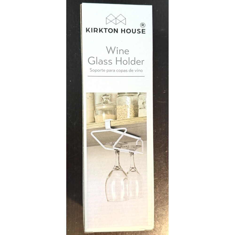 Kirkton House Wine Glass Holder Under Cabinet Stemware Rack White Metal Kitchen
